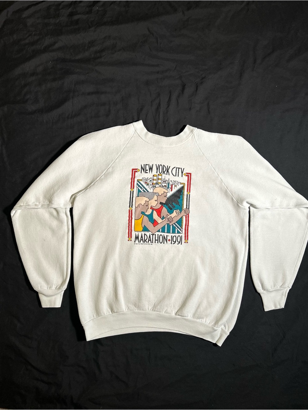 Vintage 1991 New York City Marathon Crewneck Sweatshirt XL Fruit of the Loom USA